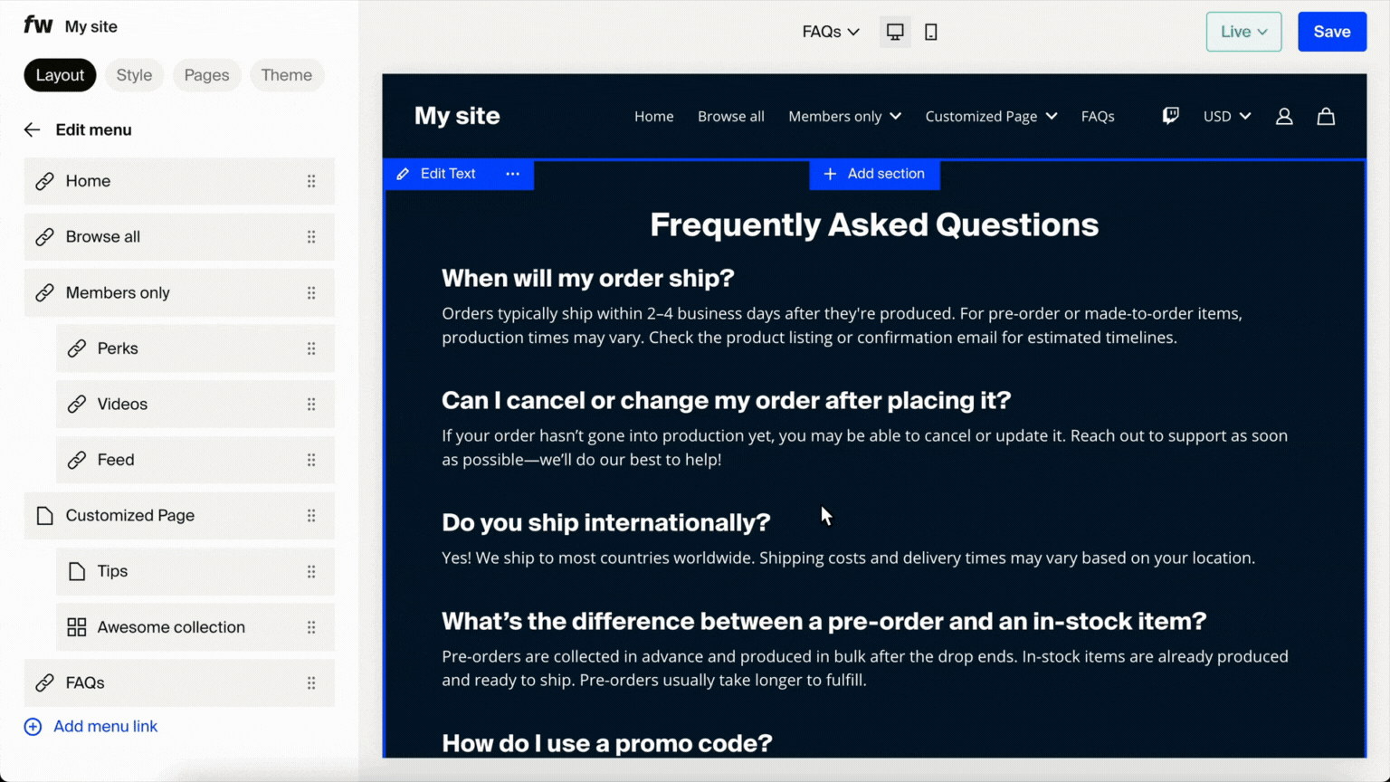 GIF - FW - Rearrange Linked Custom Page.gif