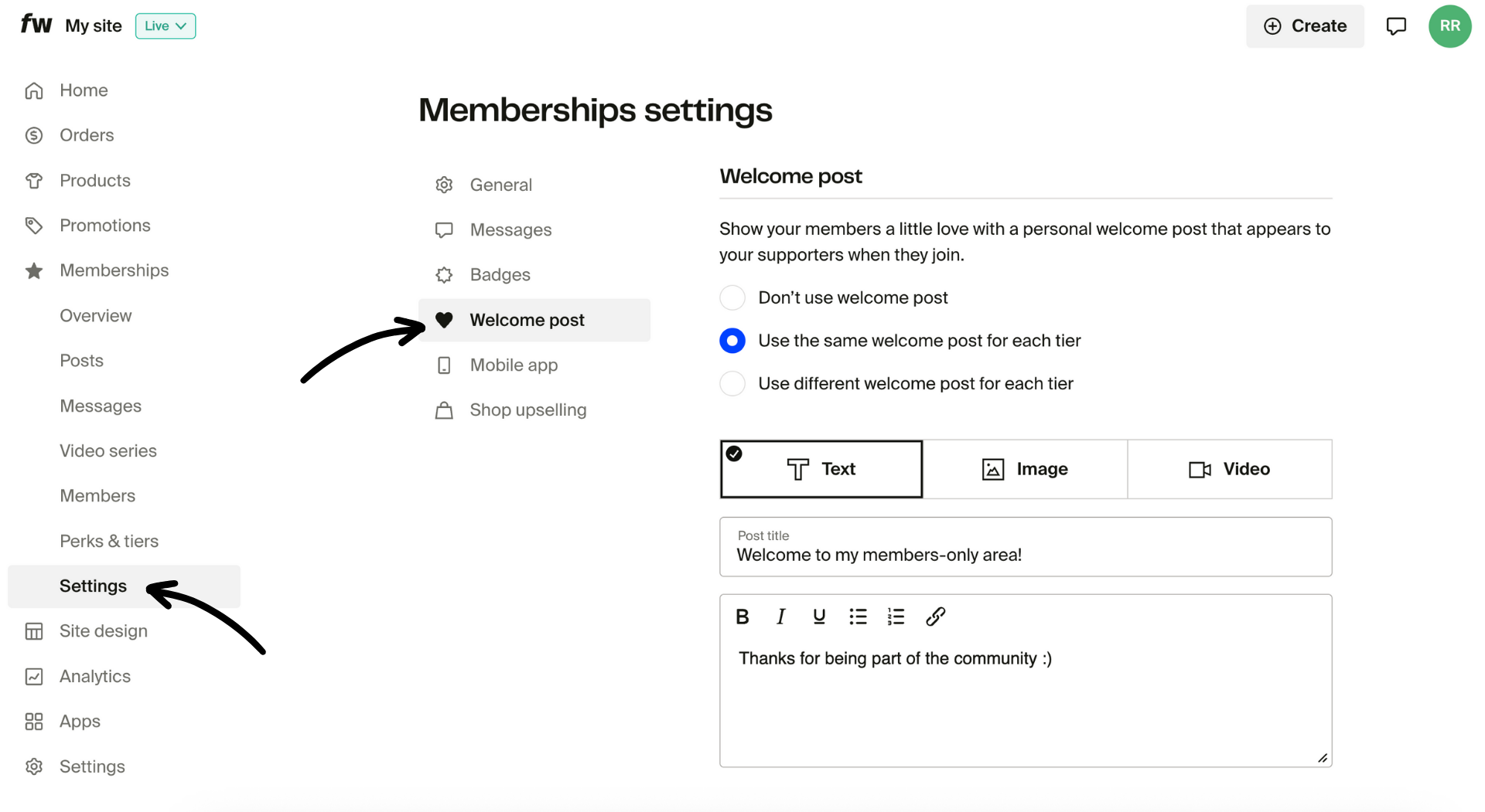 Settings - Welcome post.png