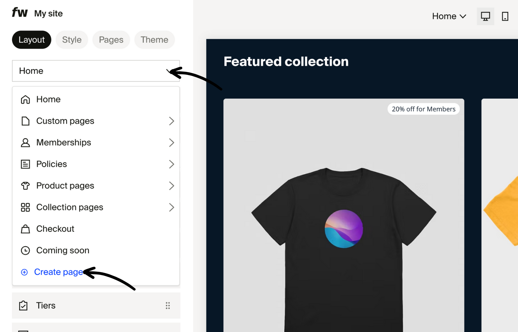 Layout menu - Create page.png