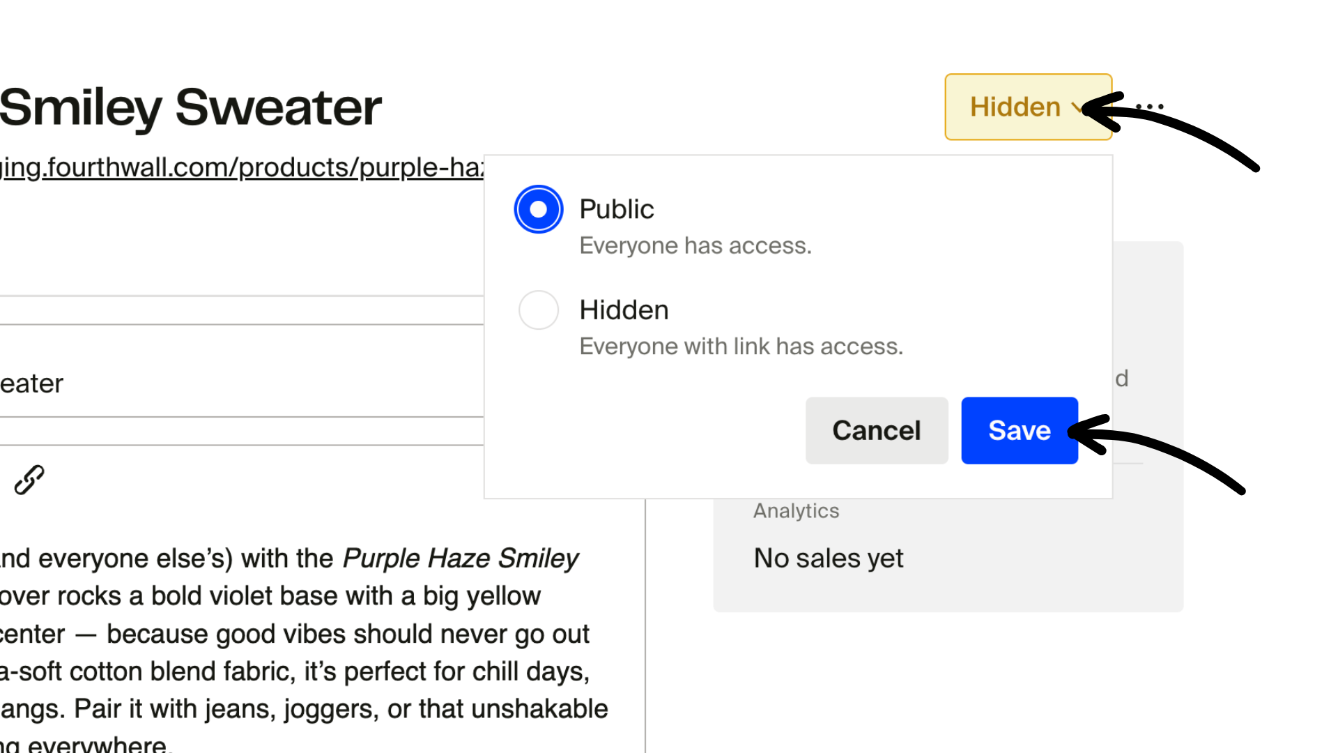 Set your own product as Public and Save.png